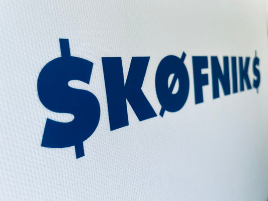 Skofniks Jersey White/Blue Lettering